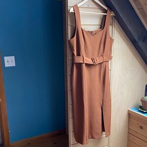 Banana Republic Tan Belted Midi Dress